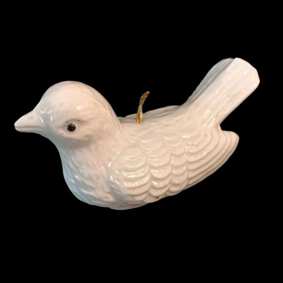Vintage Pair Of White Bird Dove Porcelain Christmas Ornaments Glossy 3" x 1.5" - Picture 3 of 10